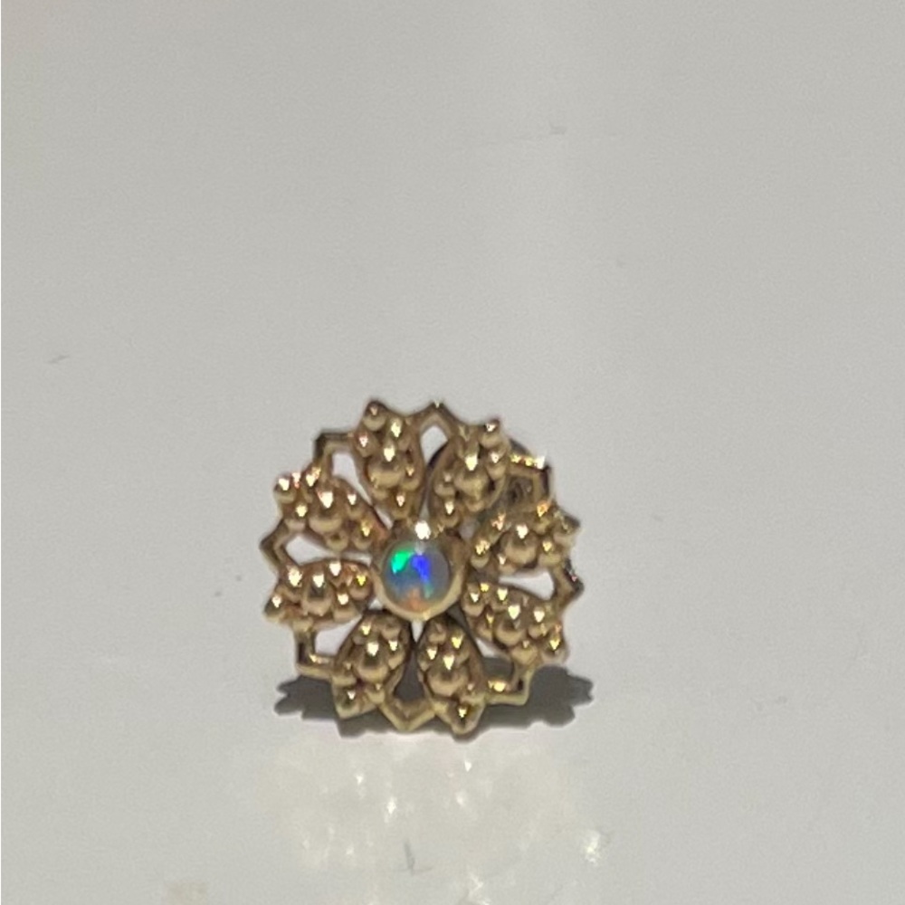 Gold Floral Opal Stud Earring